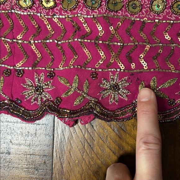 Vintage 100% Silk Aftershock Beaded Embroidered Pink Strapless Top | Size Medium - Picture 8 of 8